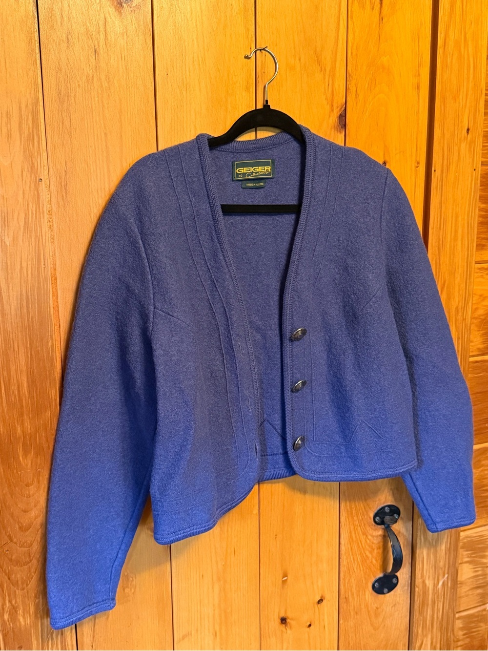 Geiger Austria Women’s 40 Blue Pure New Wool Boiled Wool Cardigan Jacket